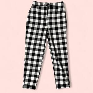Black white plaid straight pants